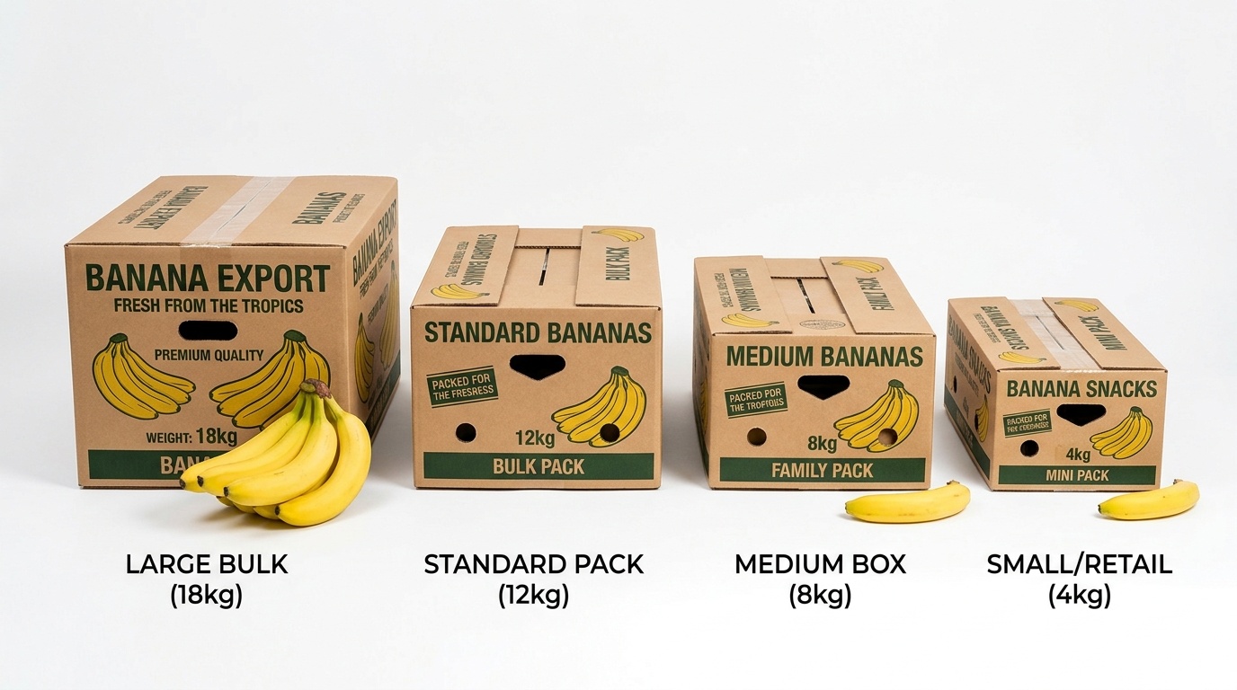 Thùng carton đựng chuối có nhiều mẫu mã và kích thước khác nhau