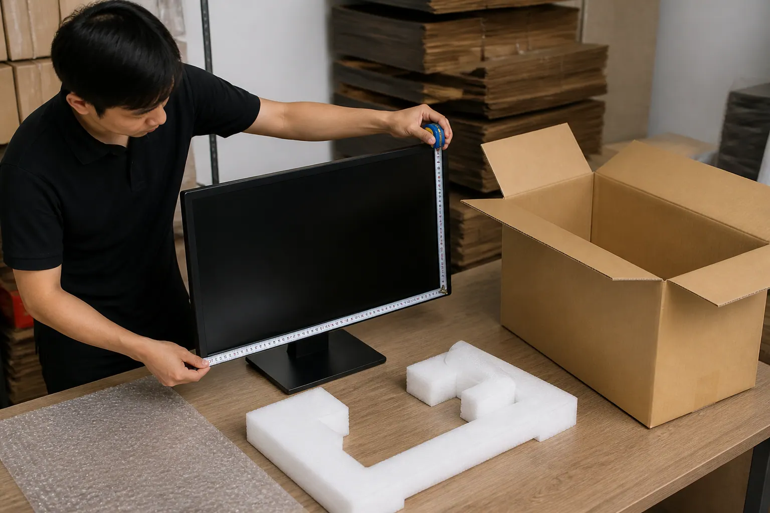 Cách đo kích thước thùng carton cho màn hình máy tính - thùng carton đựng màn hình máy tính