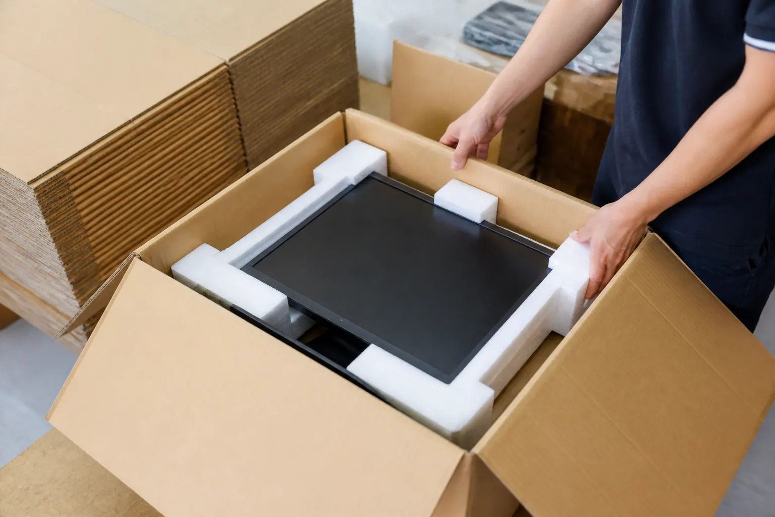 Chất liệu thùng carton đảm bảo an toàn cho màn hình máy tính - thùng carton đựng màn hình máy tính