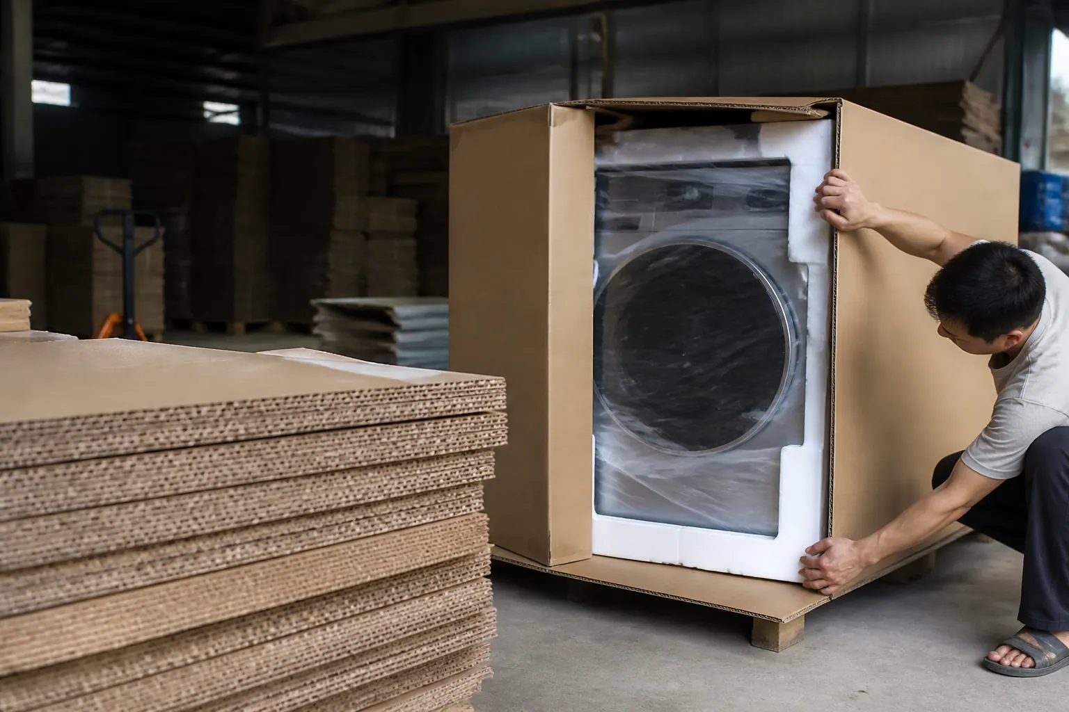 Chất liệu thùng carton đựng máy giặt