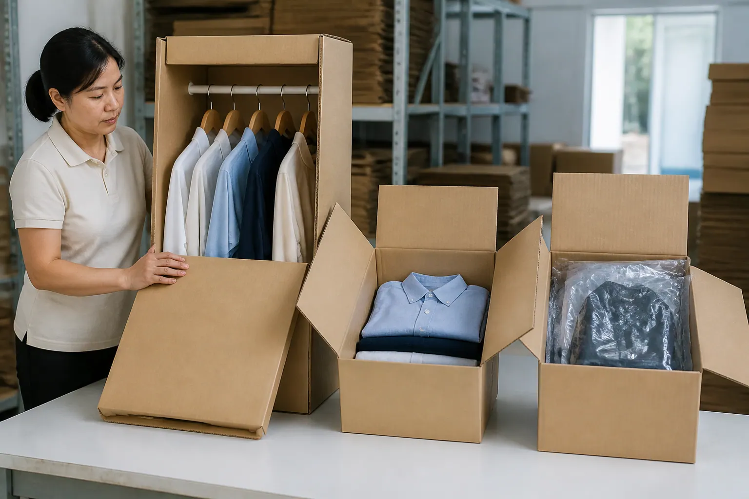 Bảng so sánh thùng carton treo quần áo với các loại thùng khác - thùng carton quần áo treo