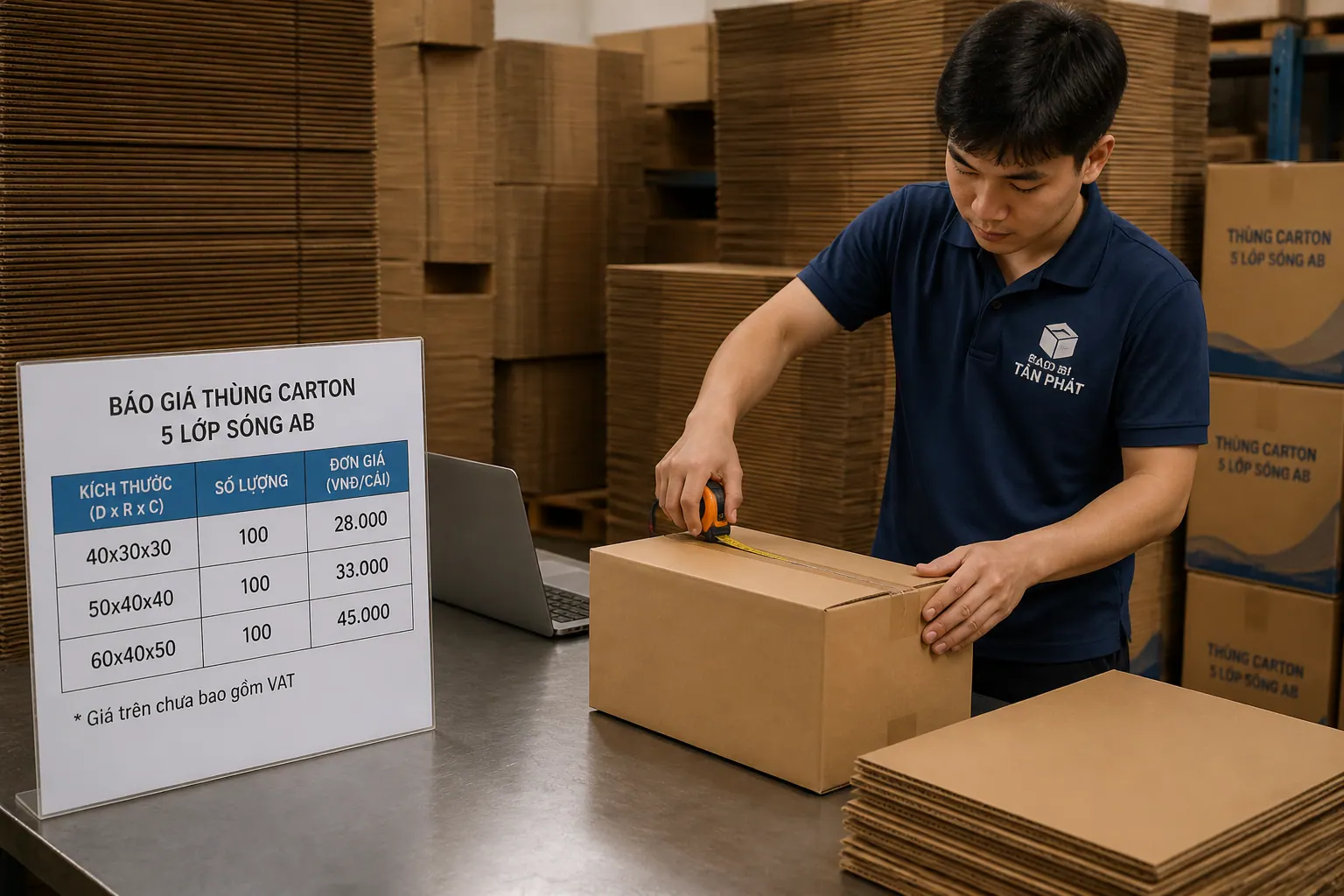 Báo giá thùng carton 5 lớp sóng AB – Các yếu tố ảnh hưởng