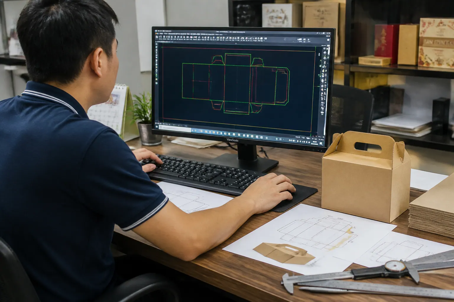 Bước 1: Thiết kế và tạo khuôn bế - hộp carton bế khuôn