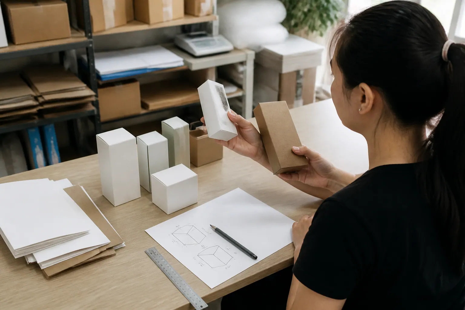 Bước 2: Chọn chất liệu và kích thước - hộp carton đựng mỹ phẩm