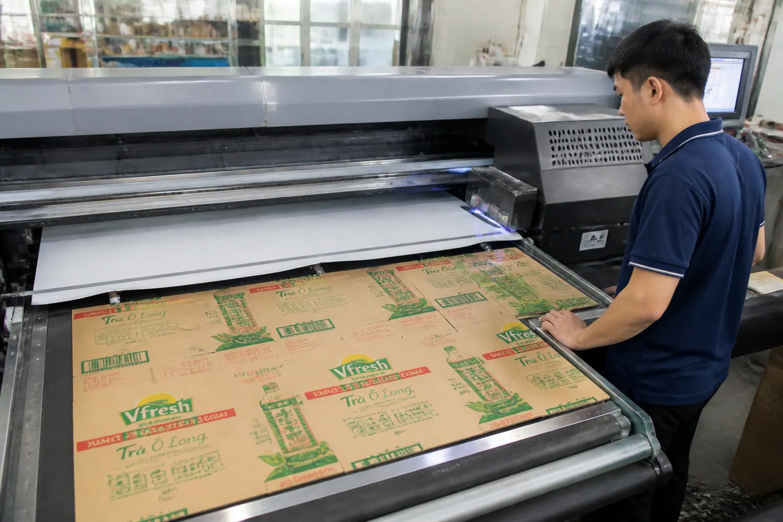 Bước 2: In ấn (nếu có) - hộp carton bế khuôn