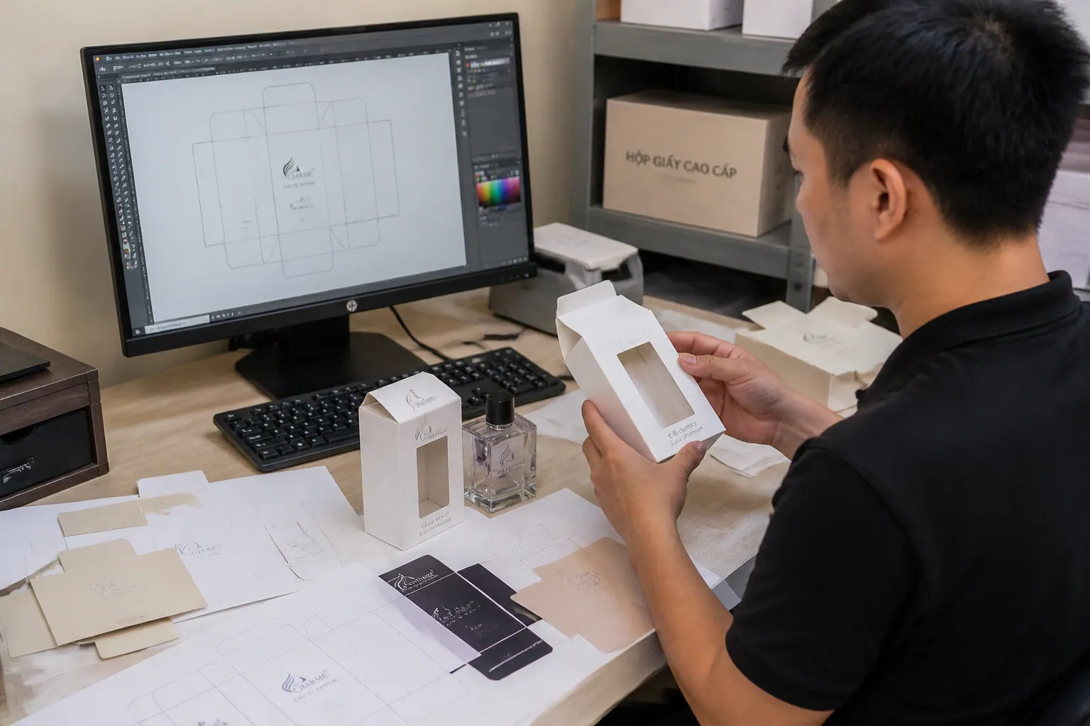 Bước 2: Thiết kế và chế tạo mẫu - hộp đựng nước hoa