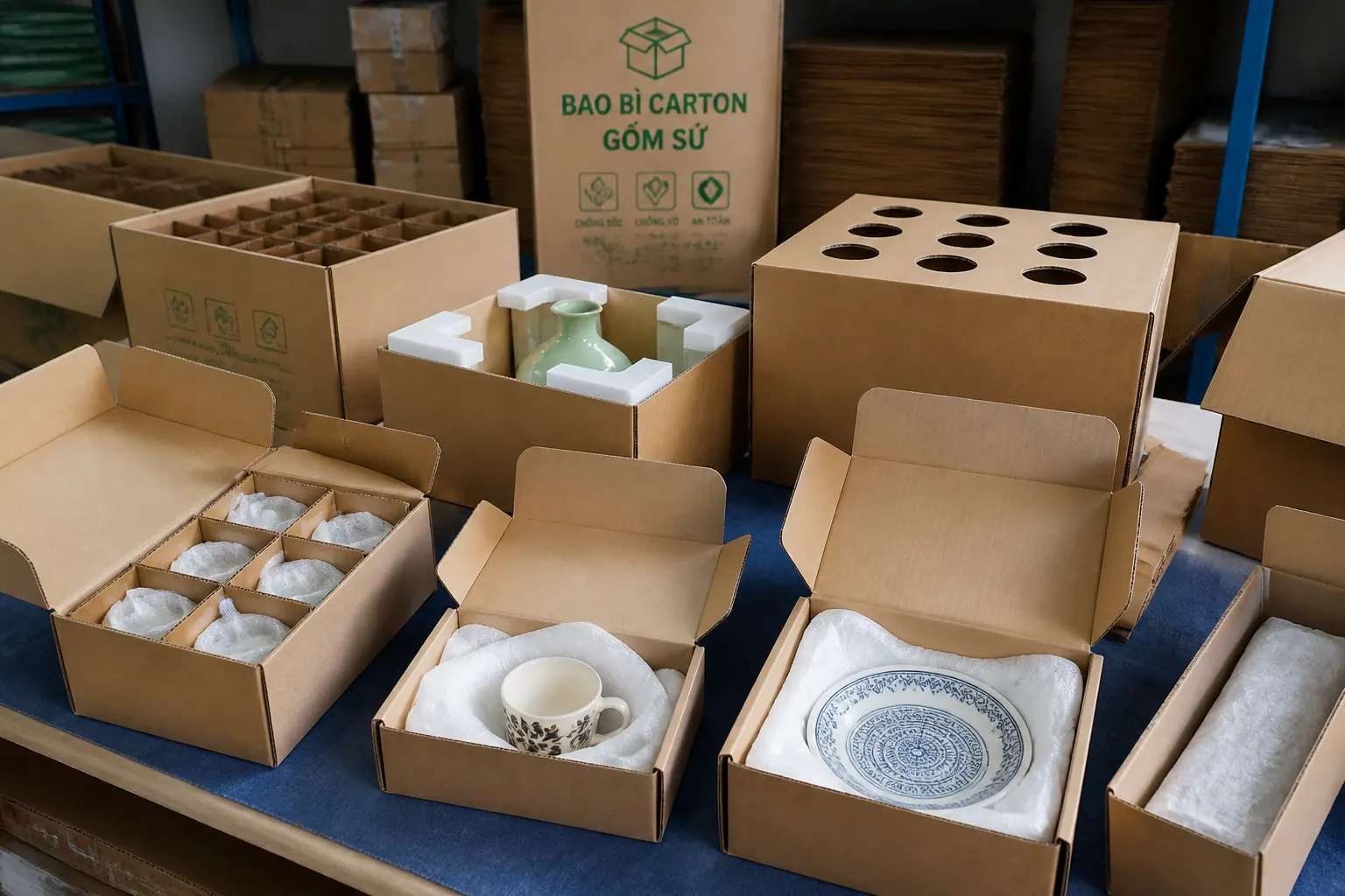 Các loại bao bì carton gốm sứ phổ biến hiện nay