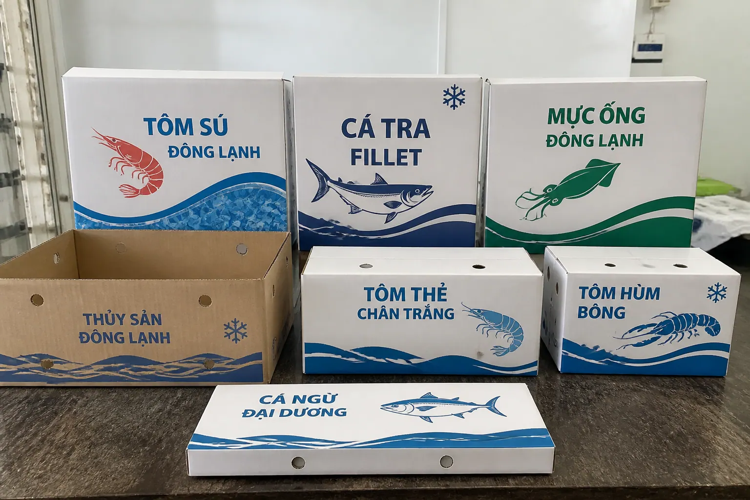 Các loại bao bì carton thủy sản phổ biến Các loại bao bì carton thủy sản phổ biến