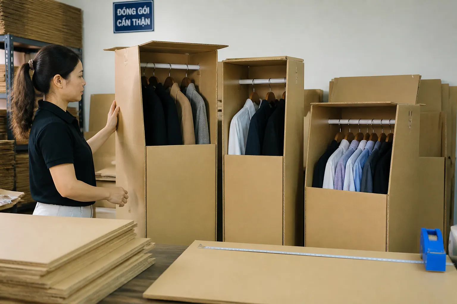 Cách chọn thùng carton quần áo treo phù hợp