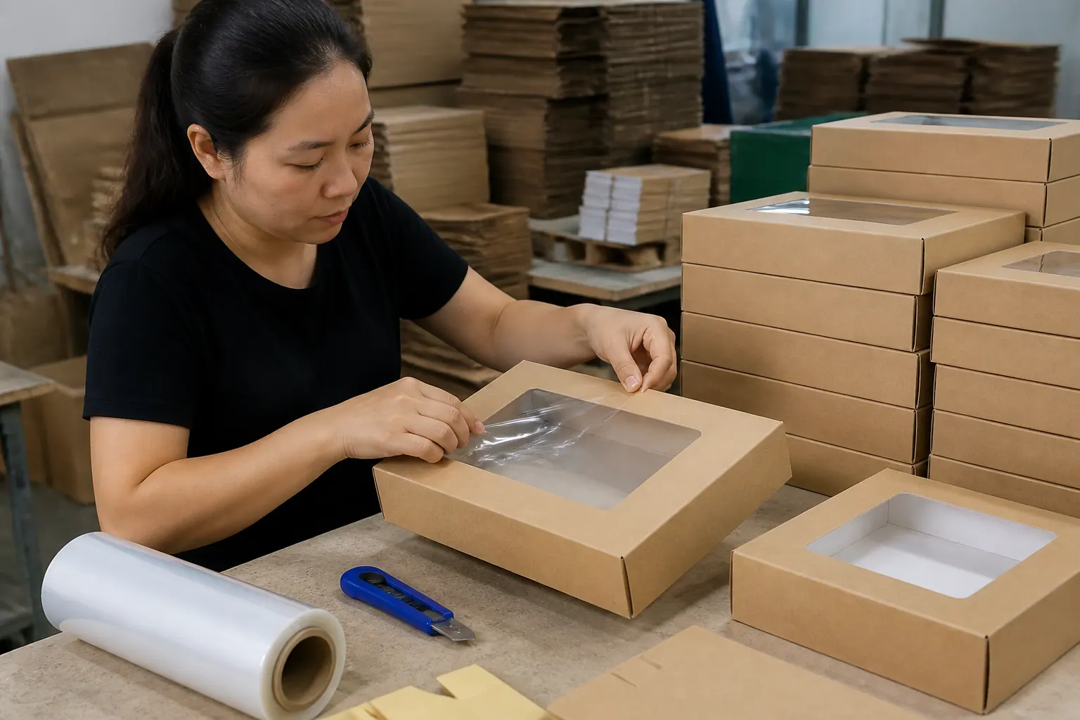 Dán Màng Cửa Sổ - hộp carton có cửa sổ