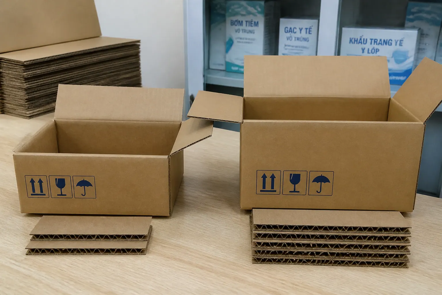 Hộp carton 3 lớp và 5 lớp - bao bì carton thiết bị y tế