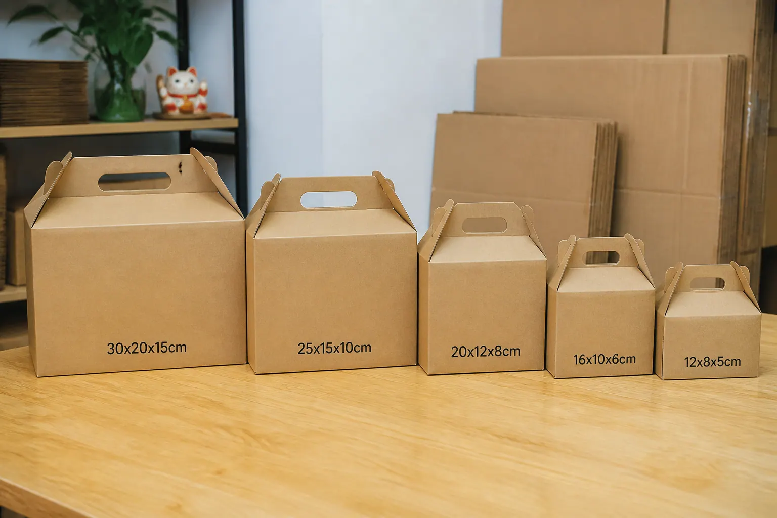 Kích thước phổ biến của hộp carton có quai