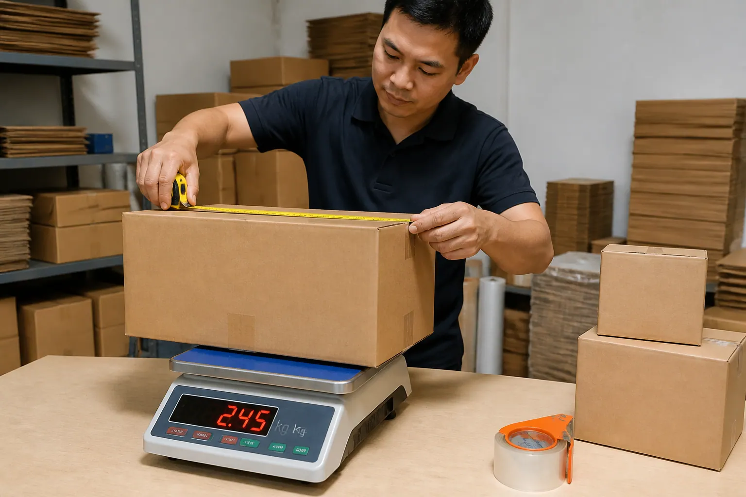Kích thước và trọng lượng hàng hóa - hộp carton