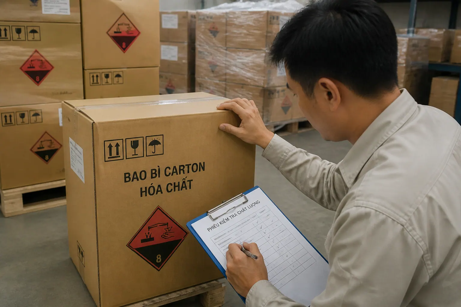 Kiểm tra chất lượng và chứng nhận - bao bì carton hóa chất