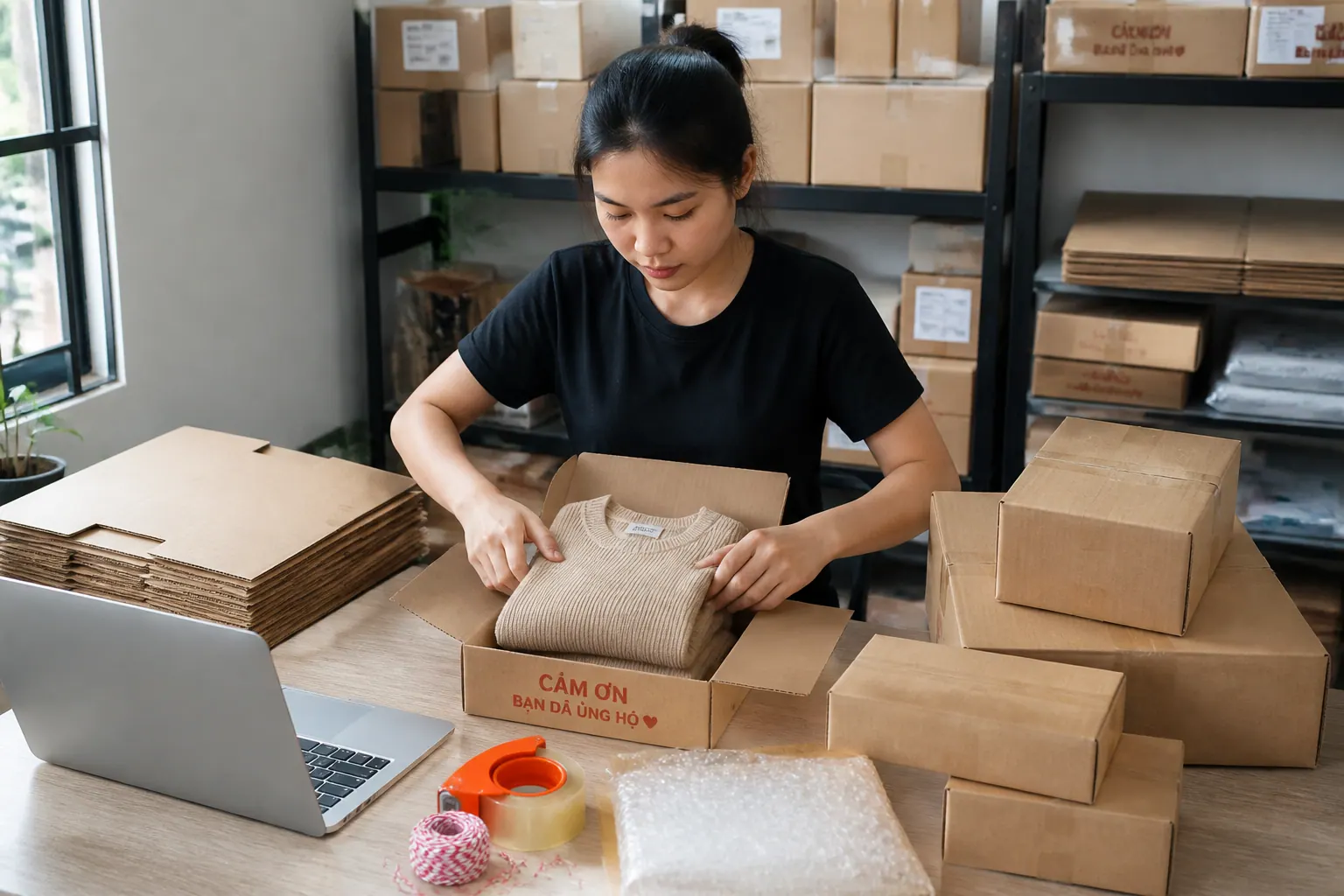 Kinh nghiệm tối ưu chi phí đóng gói cho shop online - thùng carton thương mại điện tử