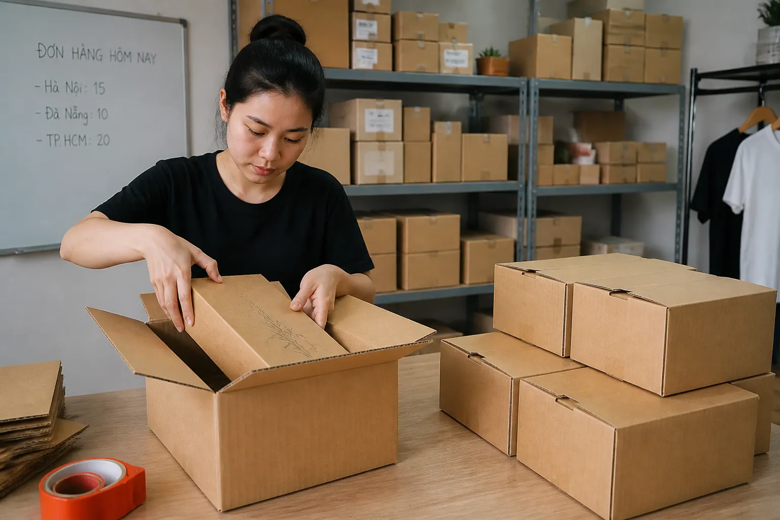Kinh nghiệm triển khai đóng gói hiệu quả với hộp carhộ<a >hộp cartona>a” title=”Kinh nghiệm triển khai đóng gói hiệu quả với hộp carton tự khóa” loading=”lazy”></figure>
<p>Để tối ưu hóa quy trình đóng gói với hộp carton tự khóa, bạn nên áp dụng một số kinh nghiệm thực tế sau đây. Đầu tiên, hãy thiết kế dây chuyền đóng gói sao cho thao tác gấp hộp được thực hiện nhanh nhất có thể. Đào tạo nhân viên kỹ năng gấp đúng cách, sử dụng các dụng cụ hỗ trợ như máy gấp hộp bán tự động nếu sản lượng lớn.</p>
<p>Thứ hai, kiểm soát chất lượng đầu vào bằng cách yêu cầu nhà cung cấp cung cấp chứng nhận chất lượng và thực hiện kiểm tra ngẫu nhiên khi nhận hàng. Điều này giúp phát hiện sớm các lỗi sản xuất và tránh gián đoạn sản xuất.</p>
<p>Cuối cùng, hãy lưu trữ hộp carton tự khóa ở nơi khô ráo, thoáng mát, tránh ánh nắng trực tiếp và độ ẩm cao. Điều này giúp duy trì độ bền của giấy và tránh cong vênh, ảnh hưởng đến quá trình gấp và khóa đáy.</p>
<h2><span id=