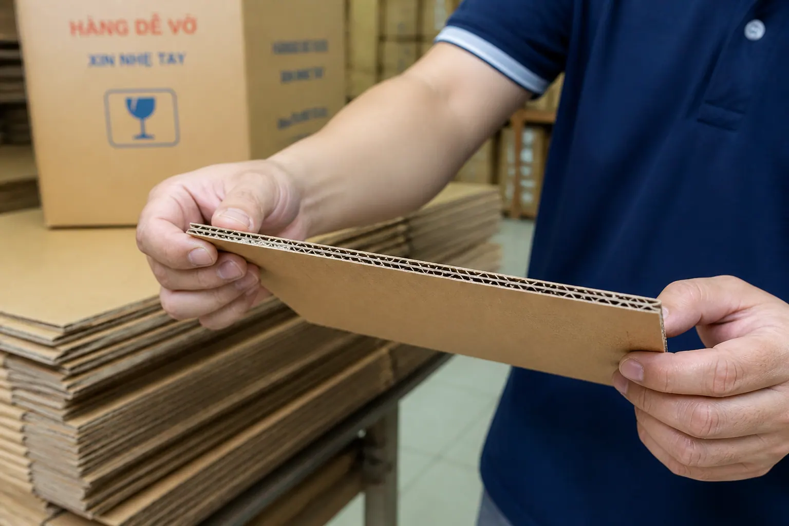 Lớp giấy mặt, lớp sóng, lớp giấy đáy - hộp carton