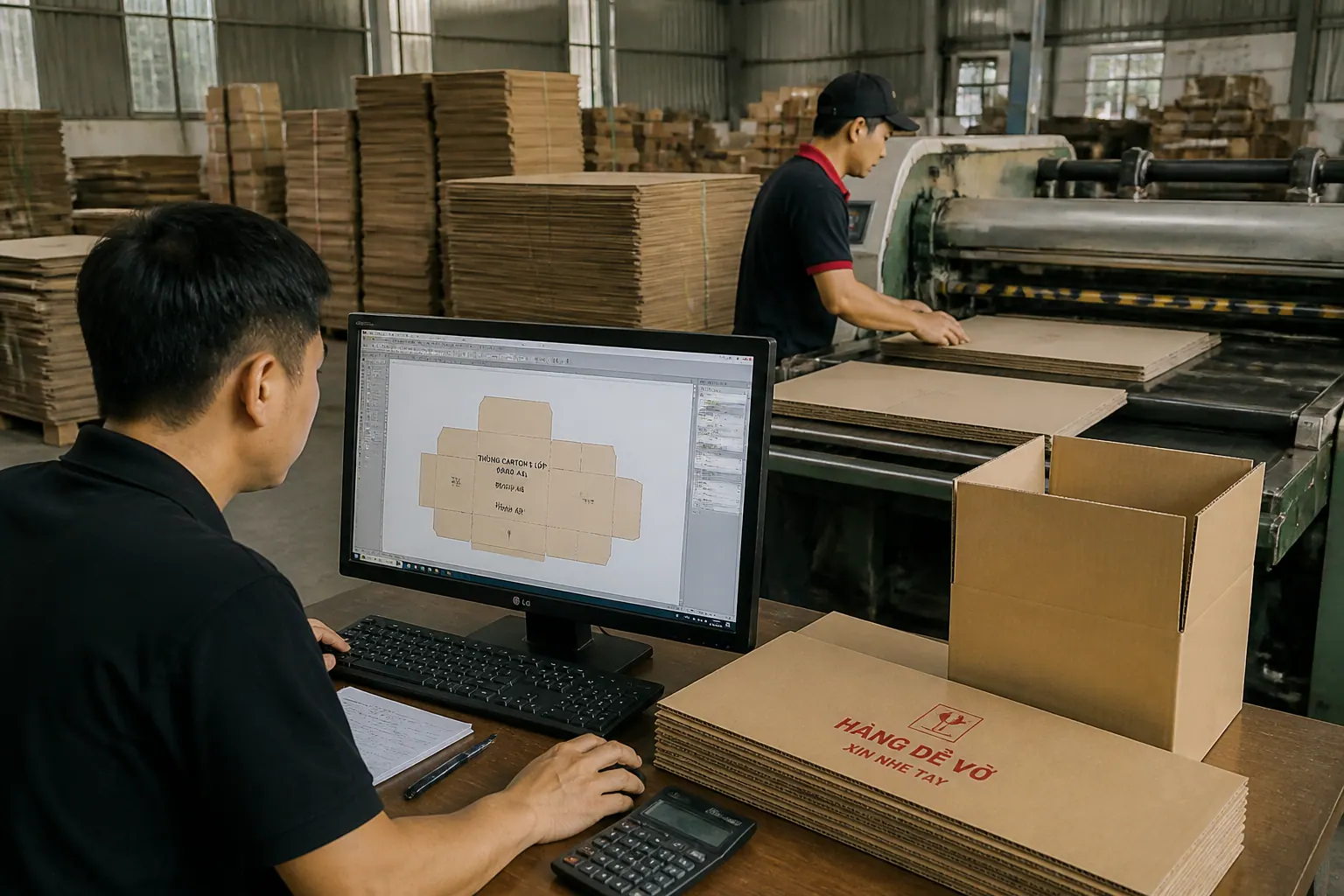 Quy trình đặt hàng và sản xuất thùng carton theo yêu cầu - thùng carton 5 lớp sóng AB