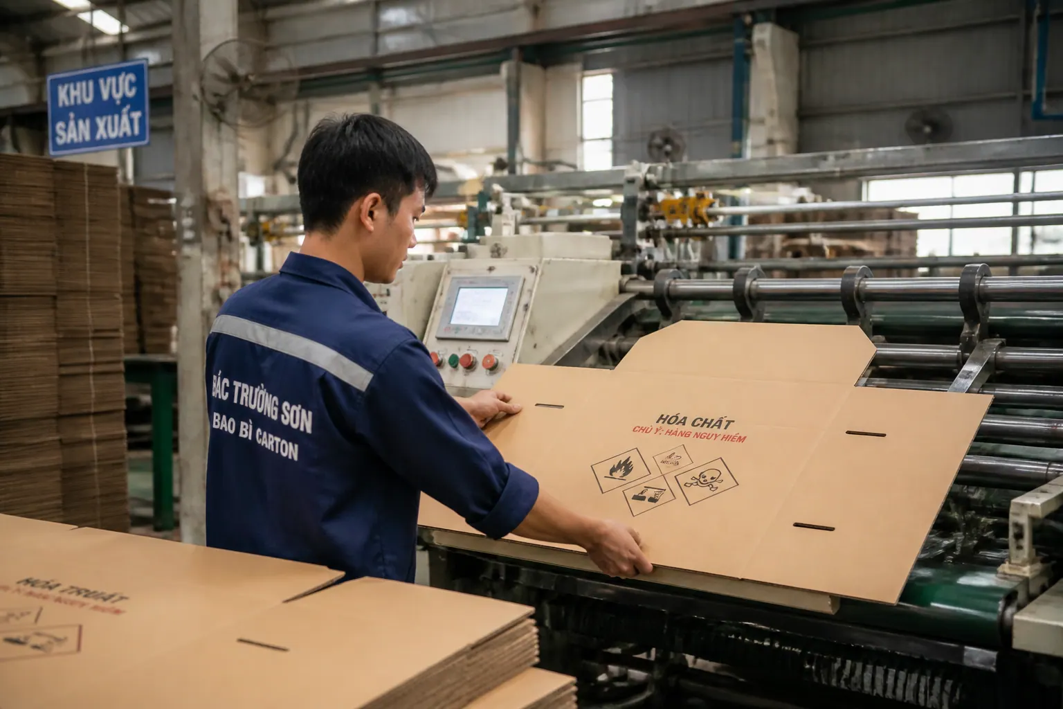 Quy trình sản xuất bao bì carton hóa chất tại Bắc Trường Sơn