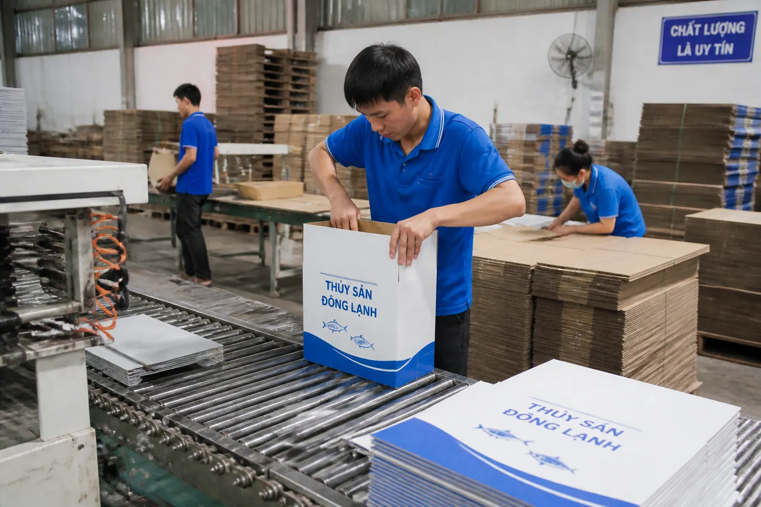 Quy trình sản xuất bao bì carton thủy sản đạt chuẩn Quy trình sản xuất bao bì carton thủy sản đạt chuẩn