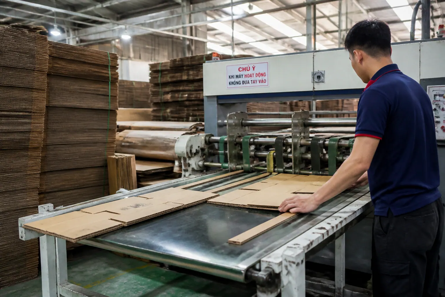 Quy trình sản xuất hộp carton tự khóa tại nhà máy