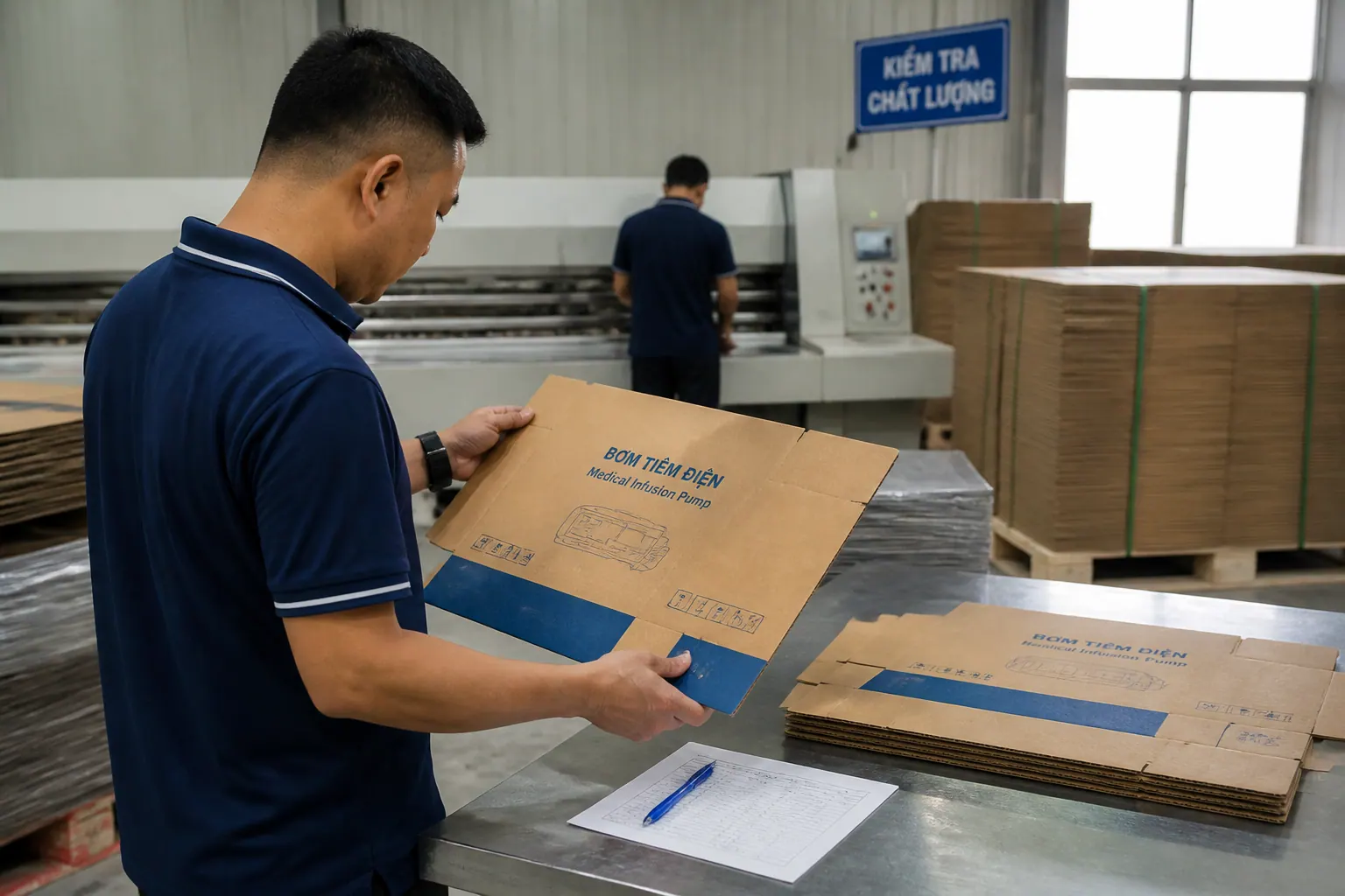Sản xuất và kiểm tra chất lượng - bao bì carton thiết bị y tế