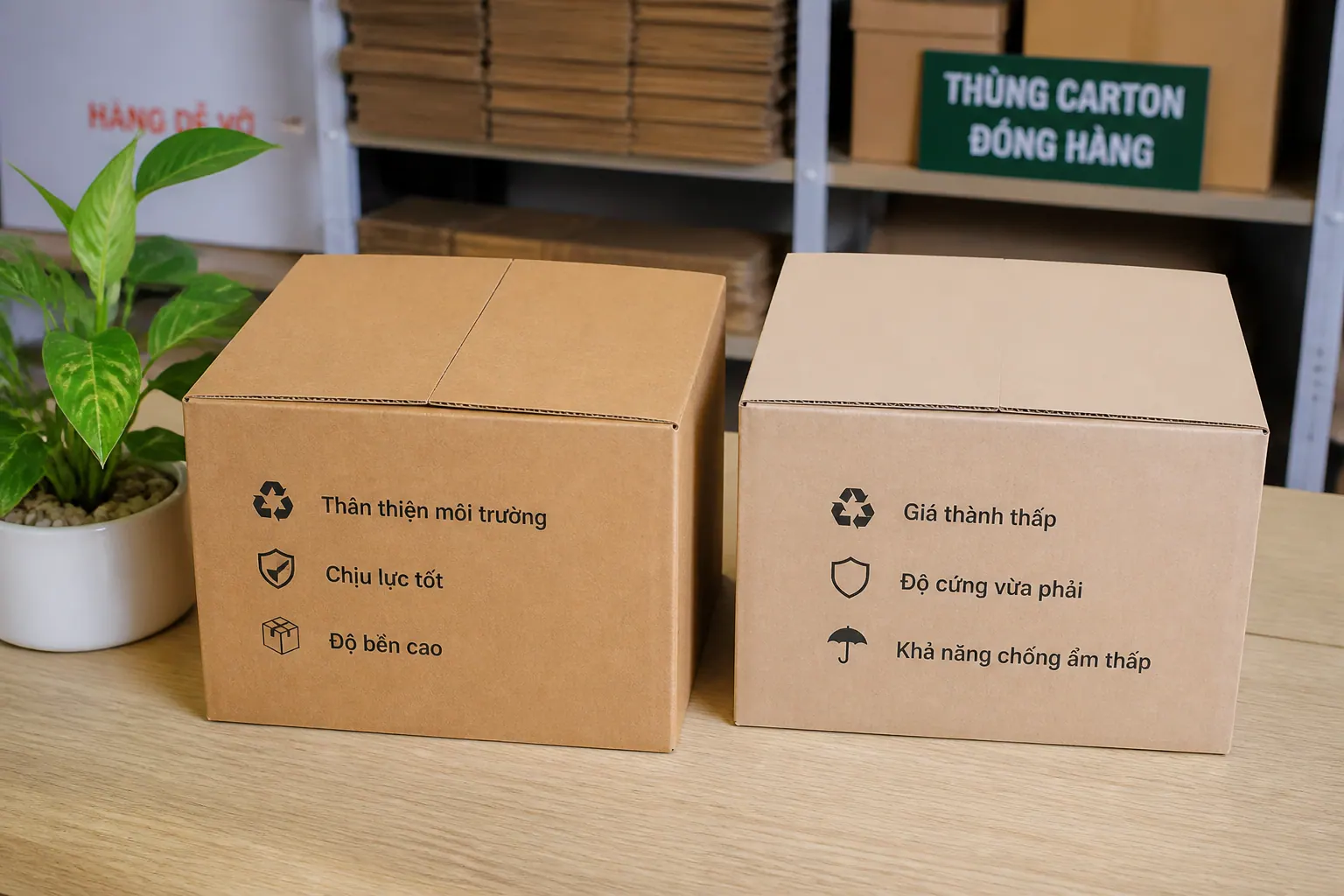 So sánh bao bì carton kraft và carton thường