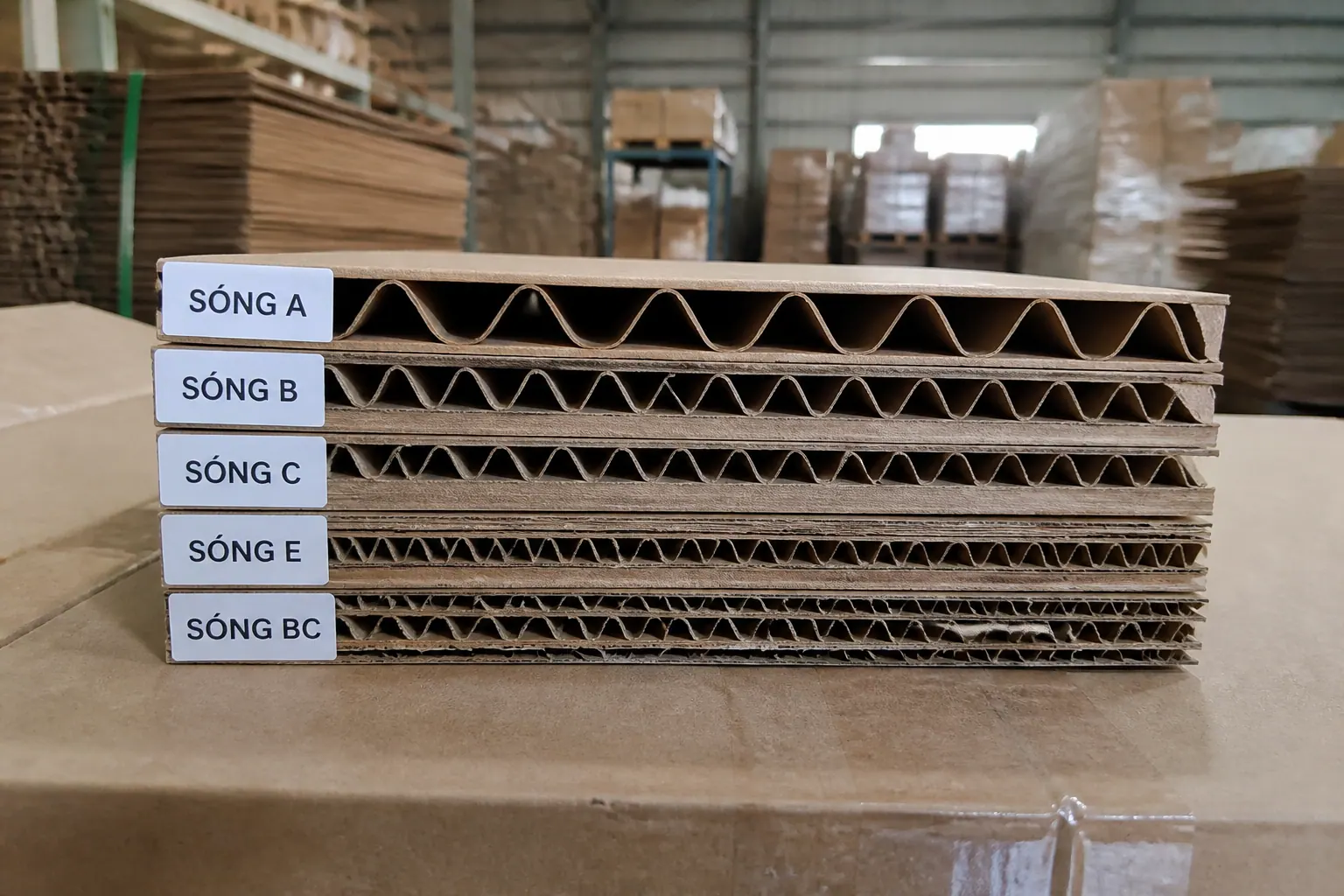 So sánh chi tiết các loại sóng giấy carton - cấu tạo bao bì carton