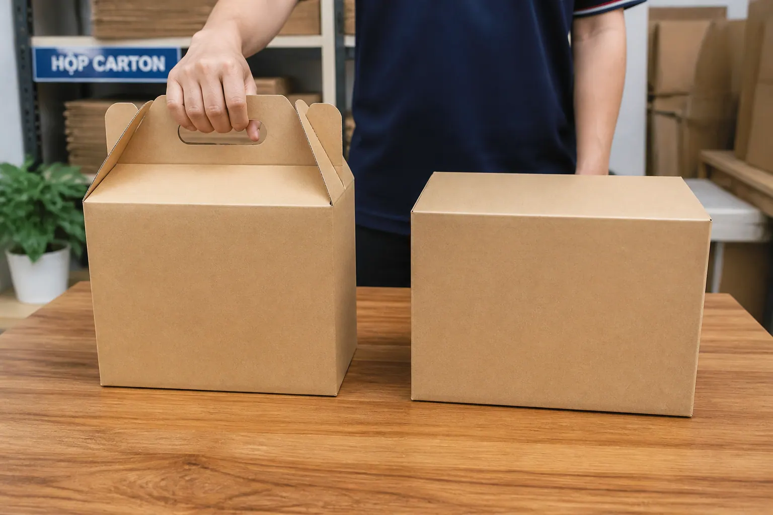 So sánh hộp carton có quai và không quai