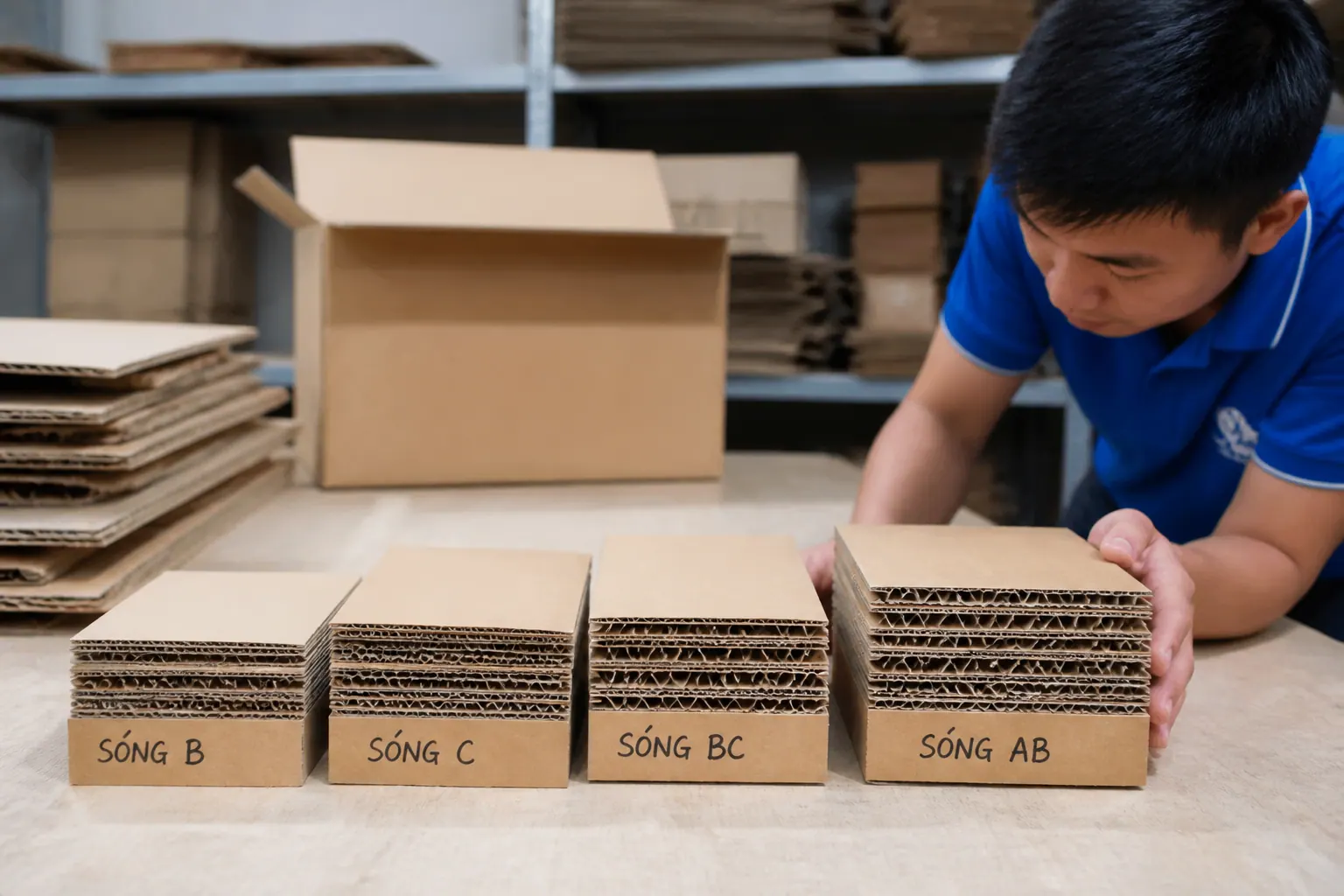 So sánh thùng carton 5 lớp sóng AB với các loại sóng khác