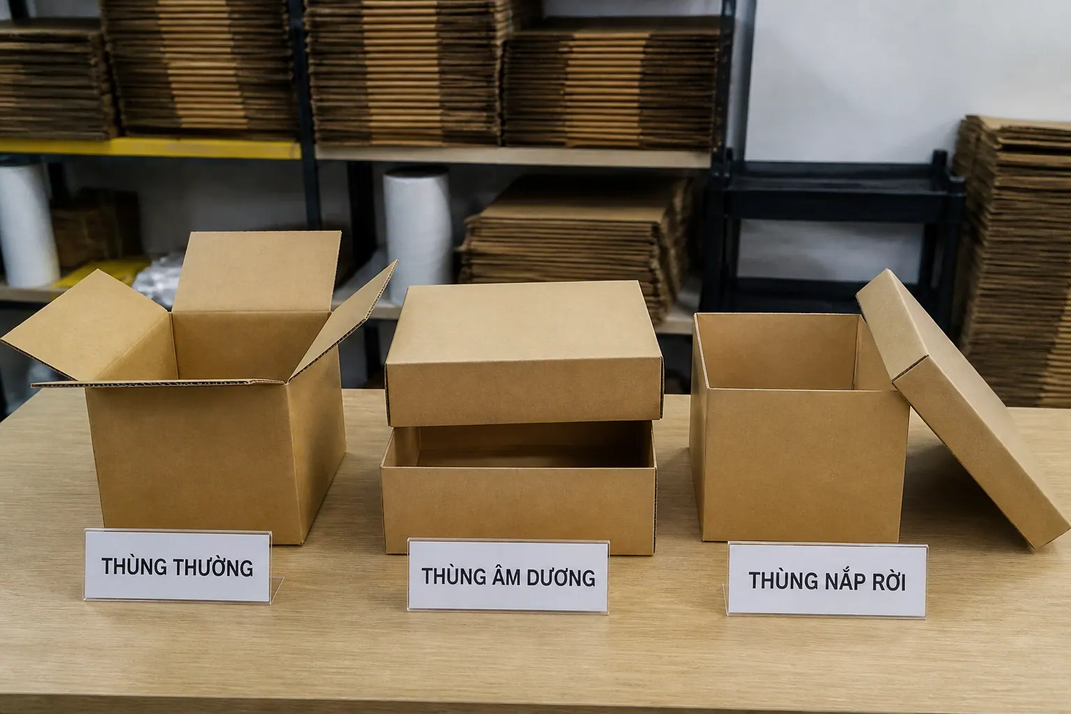 Theo hình dáng (thùng thường, thùng âm dương, thùng nắp rời) - thùng carton thương mại điện tử