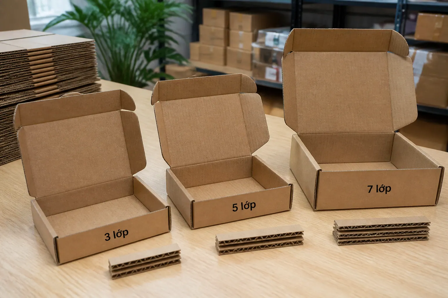Theo số lớp sóng - hộp carton tự khóa