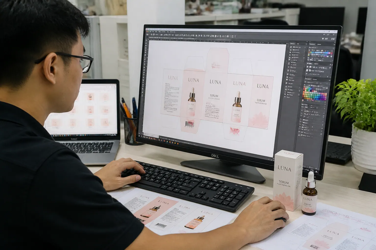 Thiết kế và in ấn theo thương hiệu - hộp đựng serum