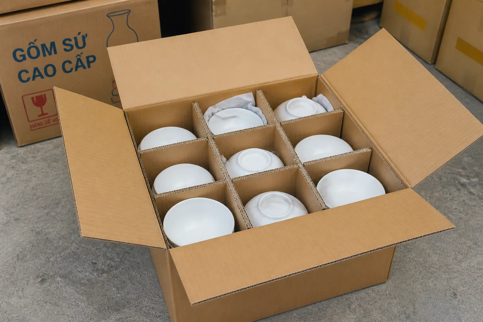 Thùng carton 3 lớp - bao bì carton gốm sứ