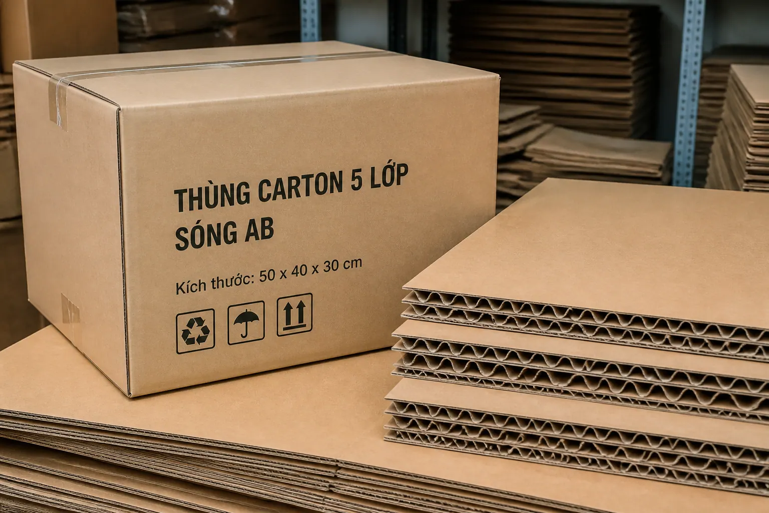 thùng carton 5 lớp sóng AB