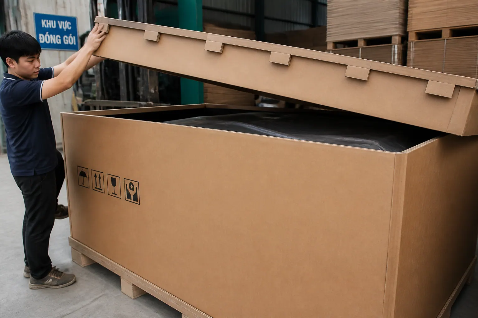 Thùng carton 7 lớp - bao bì carton máy móc