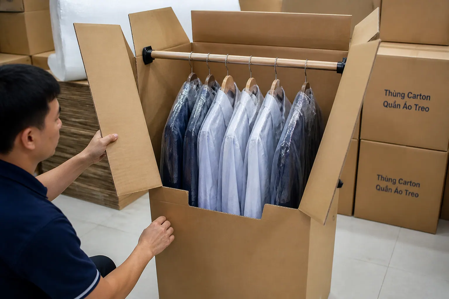 Thùng Carton Quần Áo Treo Là Gì? Tại Sao Cần Thiết?