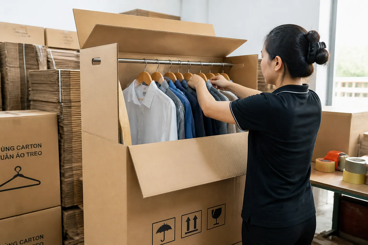 thùng carton quần áo treo