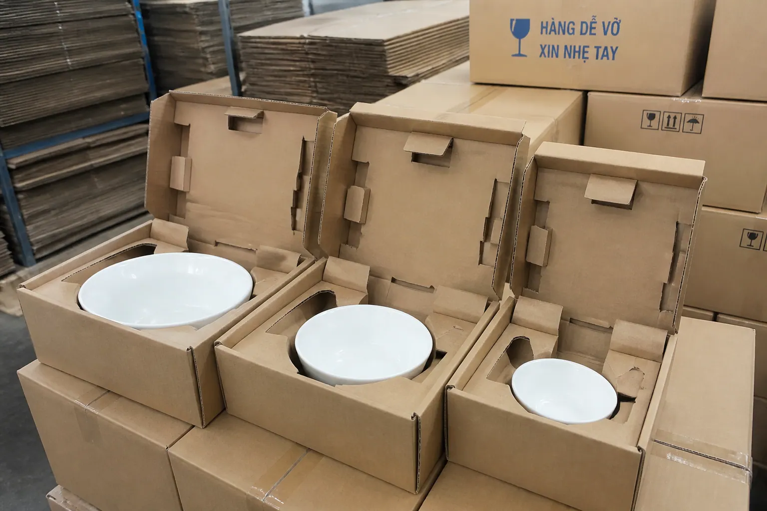 Thùng carton theo khuôn (đúc sẵn) - bao bì carton gốm sứ