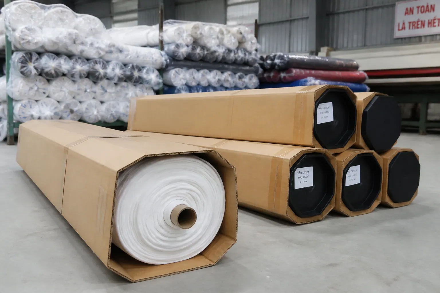 thùng carton vải cuộn