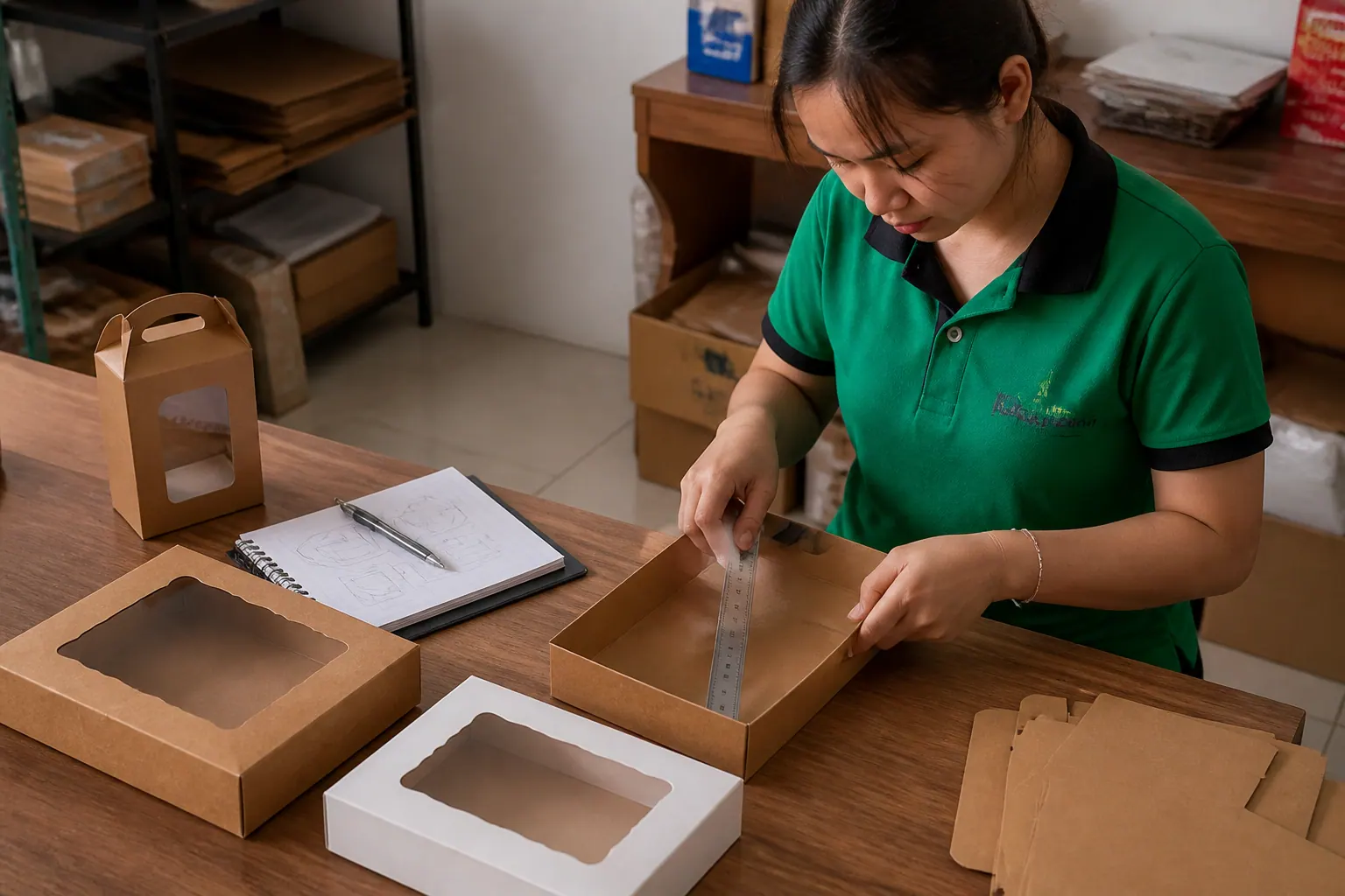 Xác Định Kích Thước Và Kiểu Dáng - hộp carton có cửa sổ